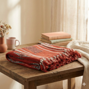 saeda red naga handwoven 100% cotton throw